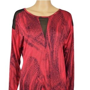 Calvin Klein Red Black Sheer Top